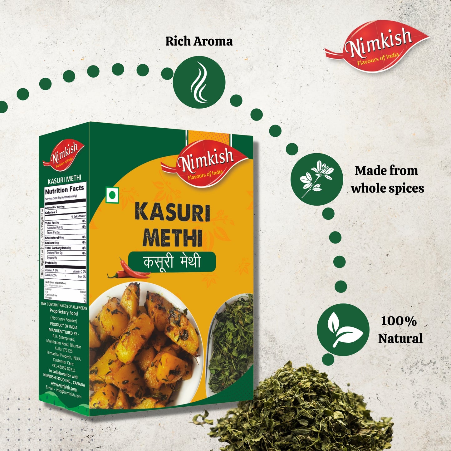 Nimkish Kasuri Methi 25g | Fenugreek Leaves Powder